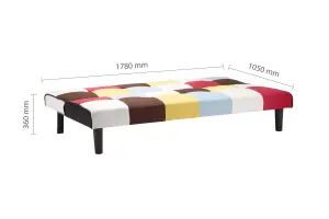 Multi Coloured Sofa Bed Birlea Rainbow 3 Seater Settee Fabric Scandinavian Retro