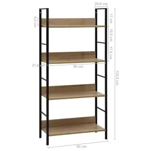 Berkfield 4-Layer Book Shelf Oak 60x27.6x124.5 cm Engineered Wood