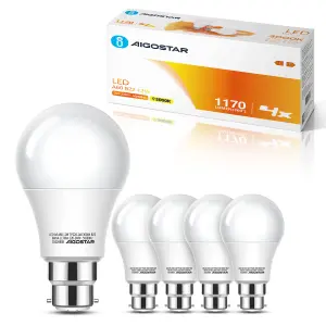 Aigostar Bayonet Light Bulb 12W B22 LED Bulbs Warm White 3000K, 4 Pack