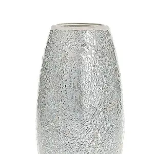 London Boutique Vases for Flowers Handmade Mosaic Glitter Vase Decorative Sparkled Glass gift present (Silver)