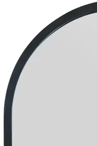 MirrorOutlet Arcus - Black Metal Framed Arched Garden Wall Mirror 47" X 23.5" (120CM X 60CM)