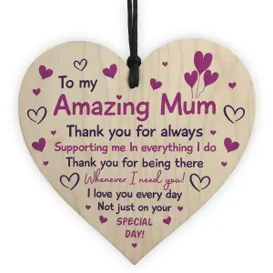 Mothers Day Hanging Gift For Mum Wood Heart Birthday Gift For Mum From Daughter Son