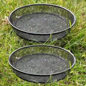 Bird Feeding Station Metal Seed Mesh Dish (Set of 2)