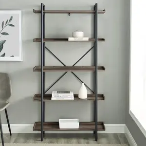 Jessica 92cm W Steel Etagere Bookcase Grey Wash