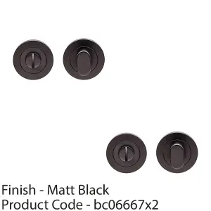 2 PACK - Round Thumbturn Lock and Release With Indicator Matt Black