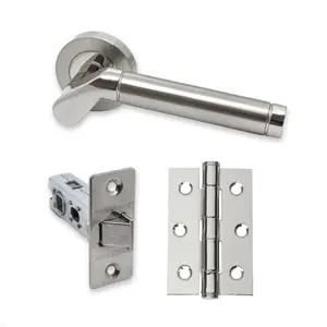 UAP Ventura - Door Handle Pack with Hinges and Latch - Polished Chrome/Satin Nickel