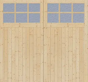 Green & Taylor 2135 x 2135 x 44mm Side Hung Solid Pine Timber Single Glazed Garage Doors with Flemish Glass