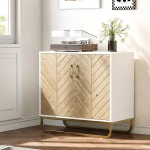 80 x 40 x 76cm Modern Wooden Freestanding Storage Sideboard Cabinet with Metal Base for Living Room,Bedroom,Hallyway