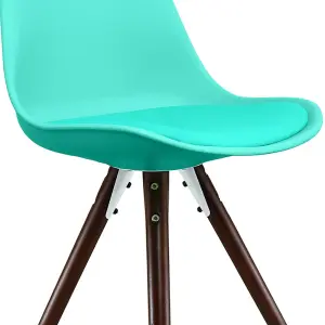 Soho Aqua Plastic Dining Chair with Pyramid Dark Wood Legs