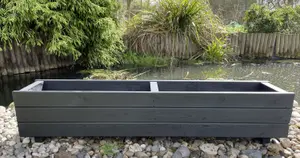 Wooden Black Trough Planter Garden Rectangular Window Box Extra Large Fully Assembled 1200mm