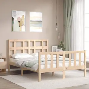 Berkfield Bed Frame with Headboard Small Double Solid Wood