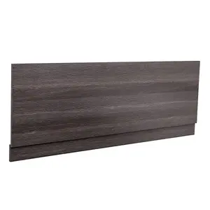 Rinse Bathrooms Modern Bathroom Calm Grey Effect 1700 mm Wooden Wrapped Front Bath Panel