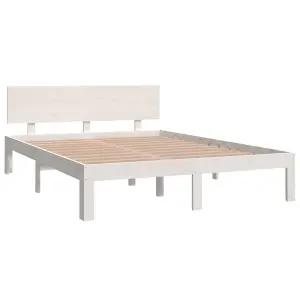 Berkfield Bed Frame White Solid Wood 150x200 cm King Size