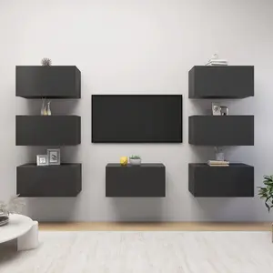 Berkfield TV Cabinets 7 pcs Grey 30.5x30x60 cm Engineered Wood