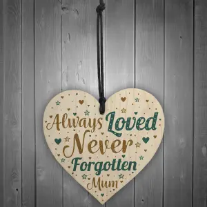 Red Ocean Special Mum Wooden Heart Memorial Grave Tribute Verse Plaque Christmas Tree Memorial Decoration Keepsake