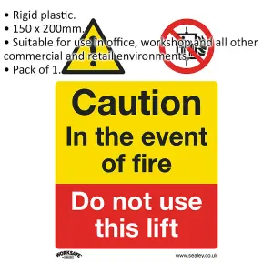 1x DO NOT USE THIS LIFT Safety Sign - 150 x 200mm Rigid Plastic Warning