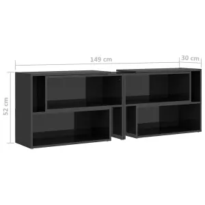 Berkfield TV Cabinet High Gloss Grey 149x30x52 cm Engineered Wood