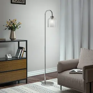 Chrome Brass Electroplated Base Floor Lamp Floor Light with Glass Lampshade 150cm