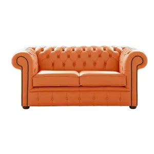 Chesterfield 2 Seater Shelly Firestone Leather Sofa Settee Bespoke In Classic Style