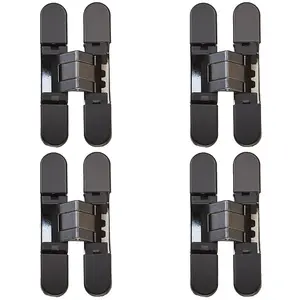 4 PACK - 3D Adjustable Concealed Cabinet Hinge - 180 Degree Opening Wardrobe MATT BLACK