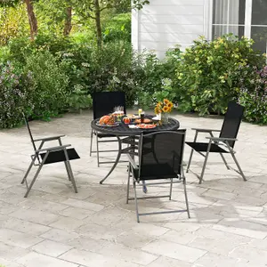 Costway 2 Pieces Patio Folding Chairs Outdoor Portable Dining Chairs with Armrests