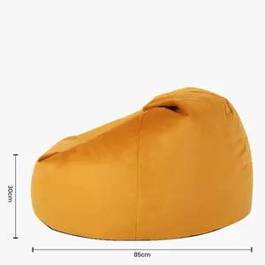 icon Aurora Classic Velvet Bean Bag Chair & Pouffe Ochre Yellow Bean Bag Chair