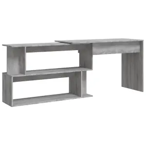 Berkfield Corner Desk Grey Sonoma 200x50x76 cm Engineered Wood