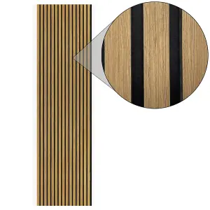 Urban Textures Teak Acoustic Wall Panel Sound Absorbing Decorative Wooden Slat Wall Panel 2400mm x 600mm x 21mm