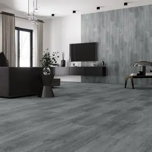 36 Pcs Peel and Stick Flooring Tile Waterproof Self Adhesive Plank Wood Grain Effect PVC Flooring Dark Grey