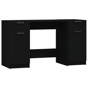 Berkfield Desk with Side Cabinet Black Engineered Wood