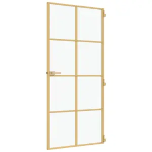 Berkfield Interior Door Slim Golden 93x201.5 cm Tempered Glass and Aluminium