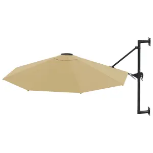 Berkfield Wall-Mounted Parasol with Metal Pole 300 cm Taupe