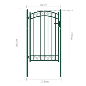 Berkfield Fence Gate with Arched Top Steel 100x150 cm Green