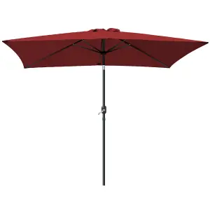 SunDaze 2x3M Wine Red Garden Parasol Sun Shade Umbrella with Crank Handle & Tilt Mechanism