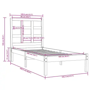 Berkfield Bed Frame Black Solid Wood 100x200 cm