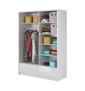 Aria II Mirrored Sliding Two Door Wardrobe 150cm in White Gloss