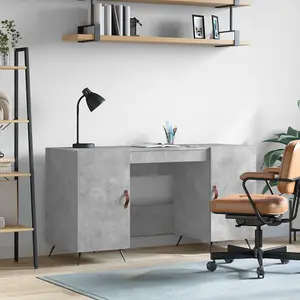 Berkfield Desk Concrete Grey 140x50x75 cm Engineered Wood