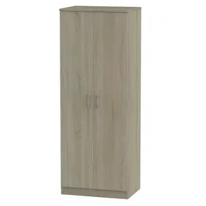 Ready assembled Contemporary Dark oak effect Tall Double Wardrobe (H)1970mm (W)740mm (D)530mm