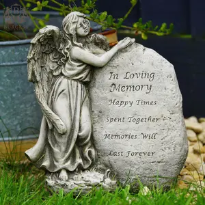 In Loving Memory Angel Stone Statue Outdoor Garden Cherub Memorial British Made Ornament