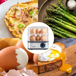 VonShef Egg Boiler and Poacher, Electric Egg Cooker & Omelette Maker 3 in 1 for 16 Boiled Eggs, 500W, Auto Shut Off, Transparent