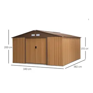 11 ft. W x 13 ft. D Metal Garden Shed Brown