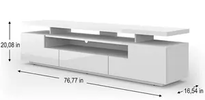 Modern Eva TV Cabinet in White with LED W1950mm x H510mm x D420mm