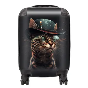 Bengal Cat Face Glasses And Hat Splashart Suitcase - Small