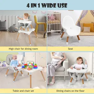 4 in 1 Baby High Chair Infant Child Feeding Seat Highchair w/ Food Tray Safety Belt