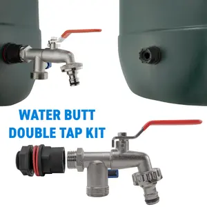 water butt/rain barrel outlet adaptor+double outlet lever tap