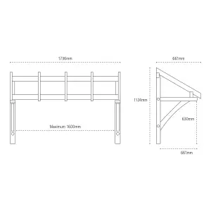 Cheshire Mouldings Pine Flat Roof Porch Canopy 1736mm