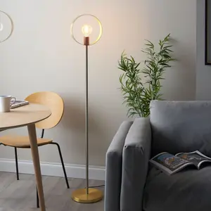 Loopa Satin Brushed Gold and Brushed Copper Contemporary Style 1 light Floor Light