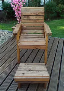 One Seater Lounger Quality Wooden Garden Furniture - W68 x D135 x H98 - Fully Assembled