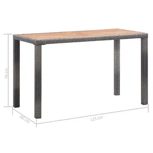 Berkfield Garden Table Anthracite and Brown 123x60x74 cm Solid Acacia Wood