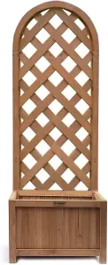 Brown Arched Wooden Planter Lattice Trellis Flowerpot Plant Box 112cm